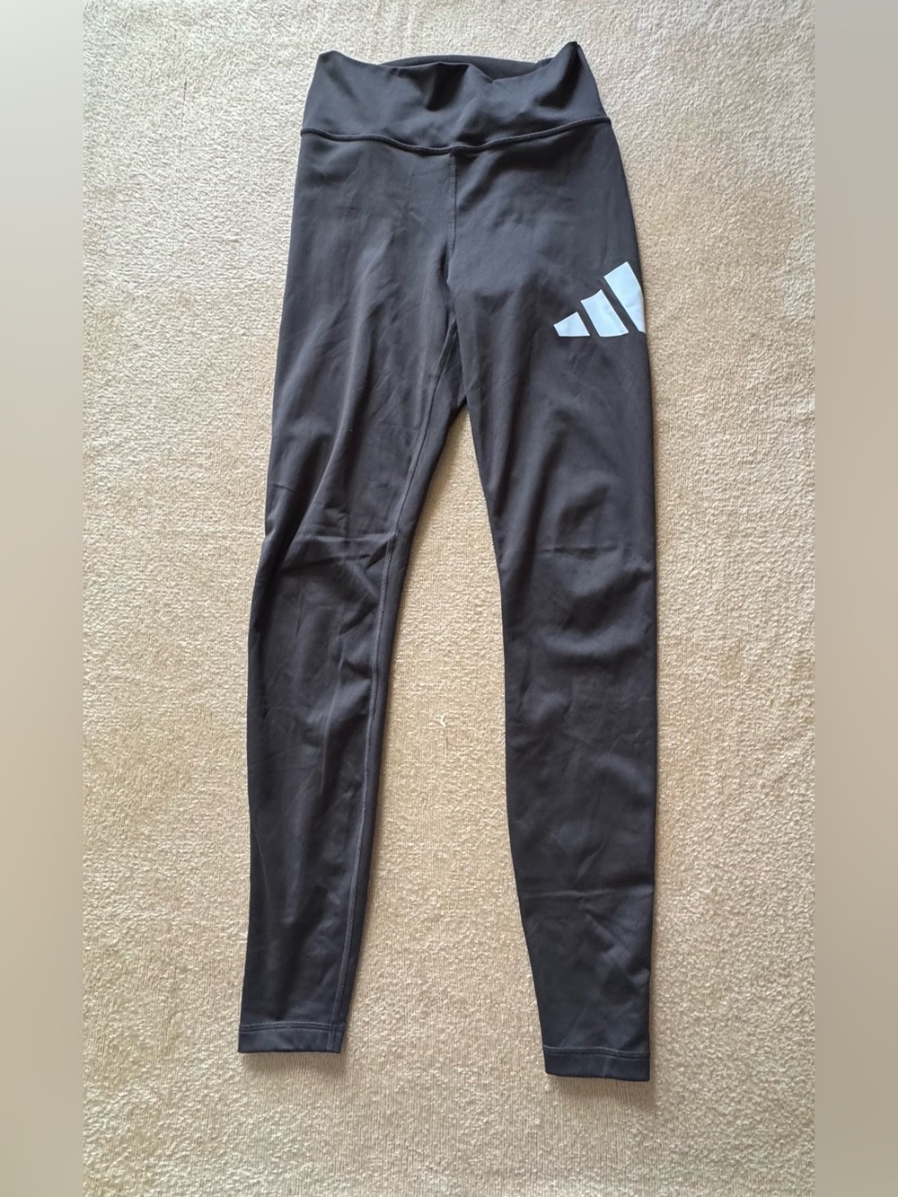 adidas Brown  High-Waist Logo Leggings with White Marking